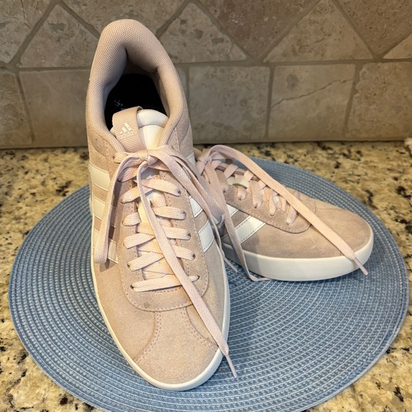 Adidas VL Court 3.0 Women's Pale Blush Pink Suede Sneakers - Picture 4 of 14
